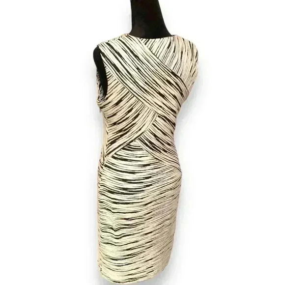 Calvin Klein Sleeveless Black and White Striped Stretch Bodycon Dress - Picture 7 of 16